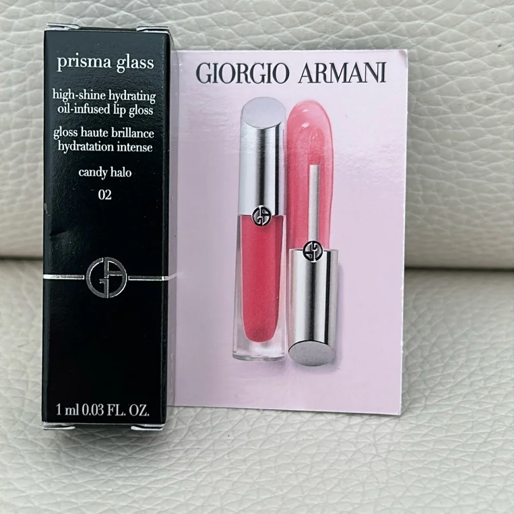 NIB Giorgio Armani Prisma Glass Lip Gloss/02 Candy Halo - Pink/ 1ml Travel Size